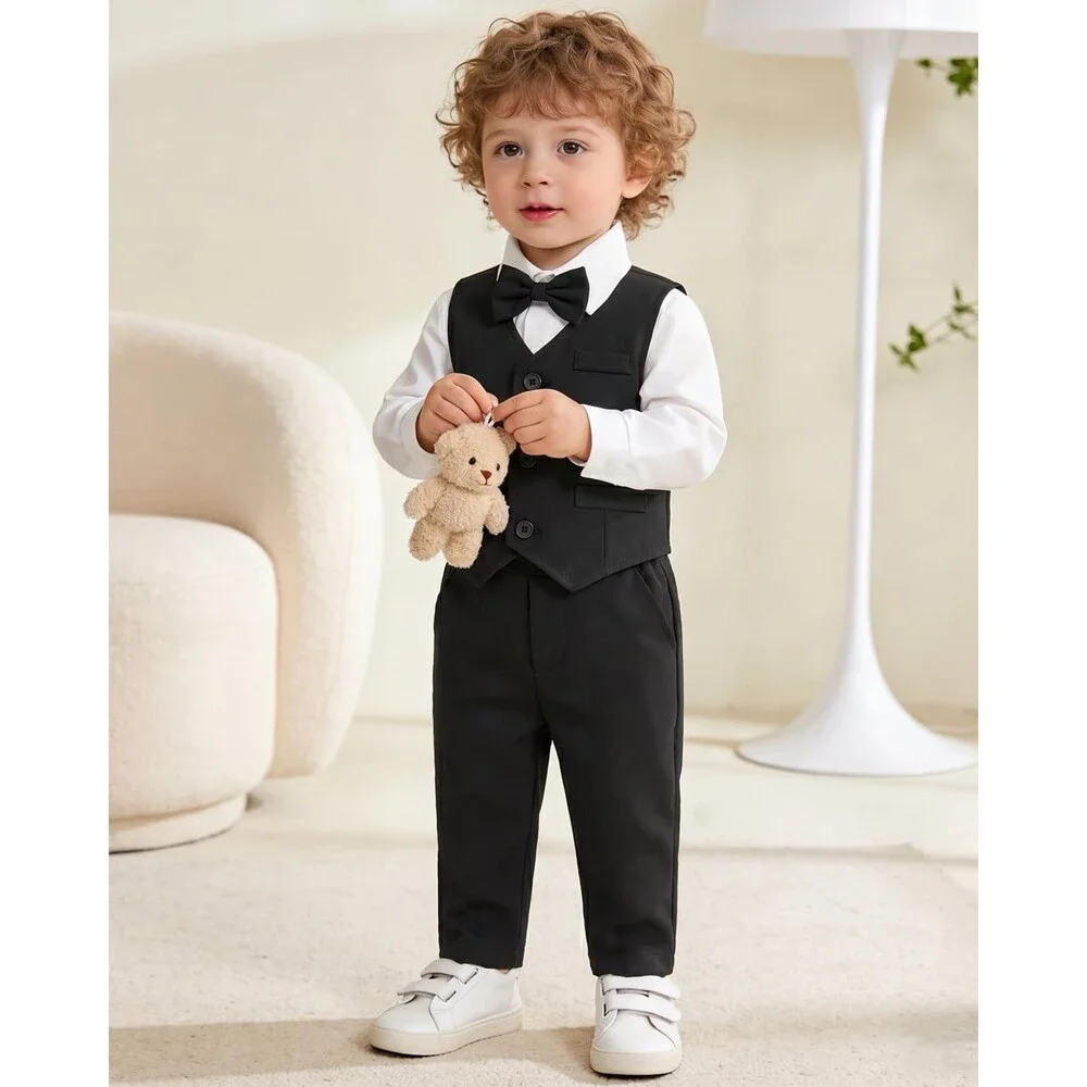 Juivesia Baby Black Boy Clothes Suits Gentleman Wedding Outfit Formal 18-24 M